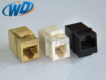 CAT.5E帶卡鉤RJ11 6針 RJ45 8針網(wǎng)絡直通插座 倆頭接水晶頭